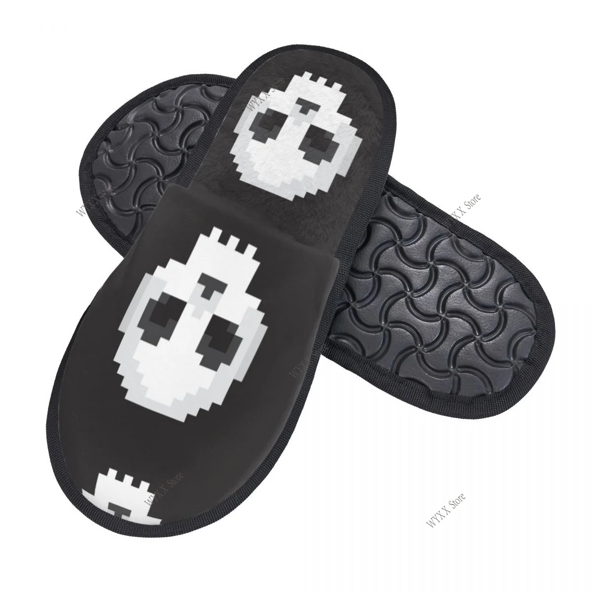 Pixel Skulls Slipper For Women Men Fluffy Winter Warm Slippers Indoor Slippers