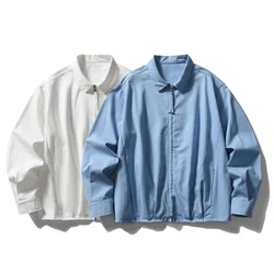 Men Teen Cityboy Outdoor Fashion Loose Casual Long Sleeve Cotton Cargo Shirts Coat Male Japan Streetwear Shirts Blouses Tops