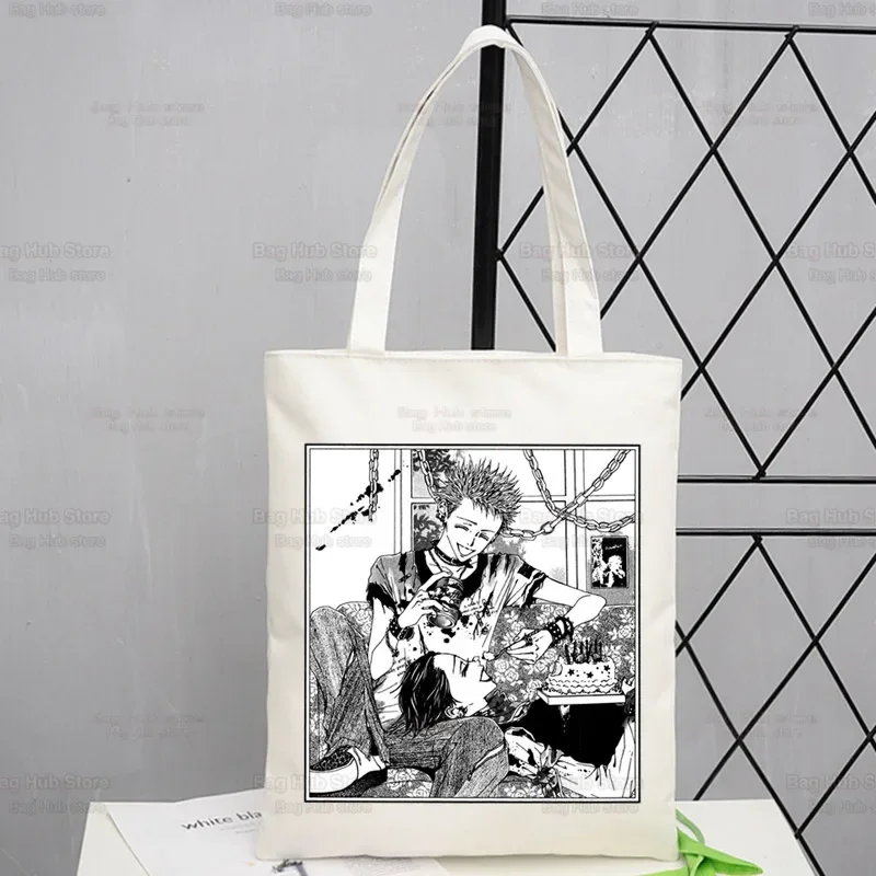 Tas kanvas wanita Anime Nana Osaki tas tangan wanita tas bahu tas tangan gadis belanja batu hitam kasual