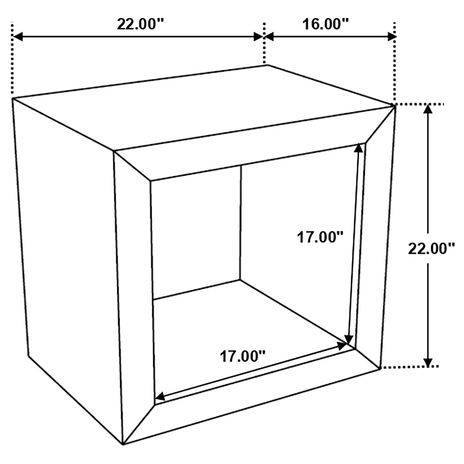 Rectangular Solid Mango Wood End Table with Open Cube Design for Farmhouse Living Room 22-Inch Natural, Customized