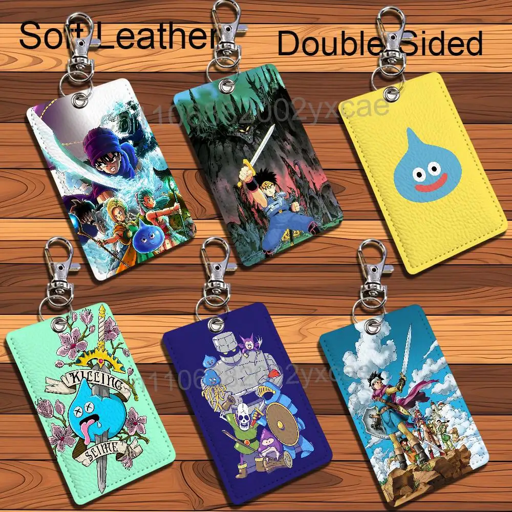 Epic adventure Dragon Quest Leather Card Holder with Exquisite Keychain purpose Case for Metro ID Access Control Card Badge