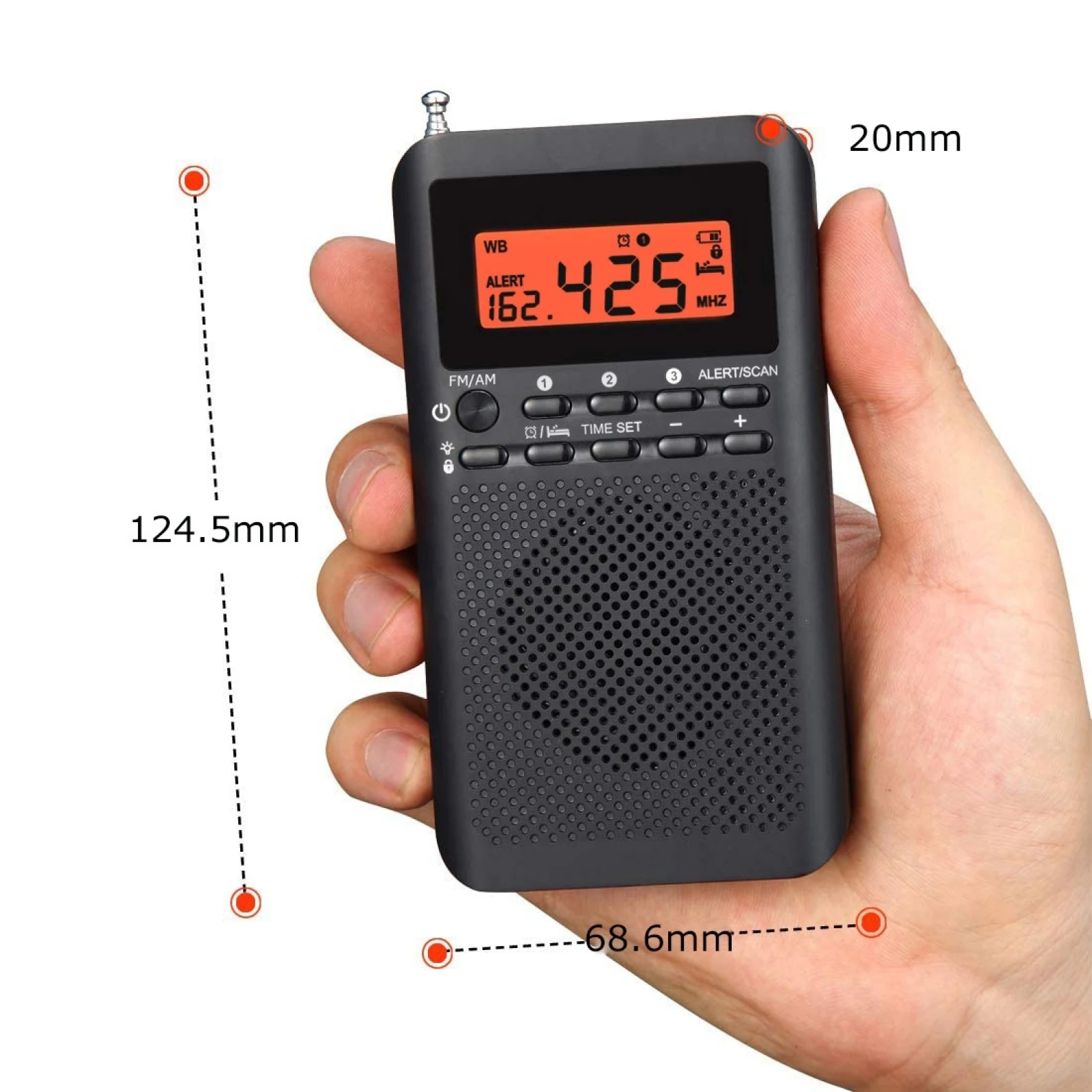 QL-218 Portable FM/AM Two-Band Alarm Clock Digital Display Radio Support Headphones US Whether Warning 2 AA Dry Batteries JPN/US