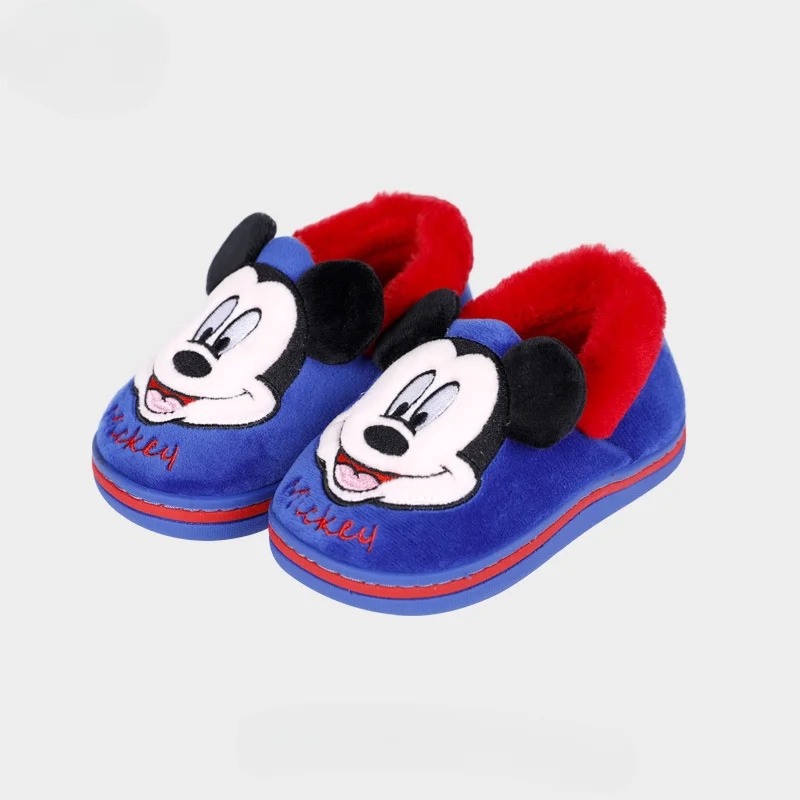 Hildren\'s Indoor Home Cotton Slippers Boys Girls Cute Cartoon Plush Warm Cotton Shoes for Spring/Winter Disney Kids Casual Shoes