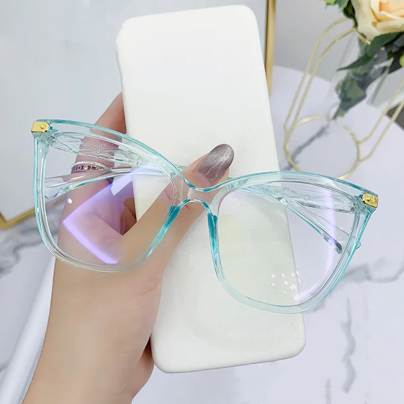 Fashion Anti-Blue Light Eyeglasses Cat Eye Glasses Frame Women Optical Computer Eyewear Radiation Protection Oversize Spectacle