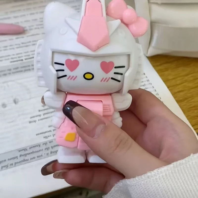 Hello Kitty Mecha Cat Face Changing Doll Keychain Pendant Cartoon Cute Decompression Toy Wholesale Women Accessories Wholesele