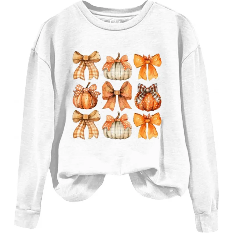 2024 Thanksgiving Women's Sportswear Cute Bow Pumpkin Pattern Hoodie