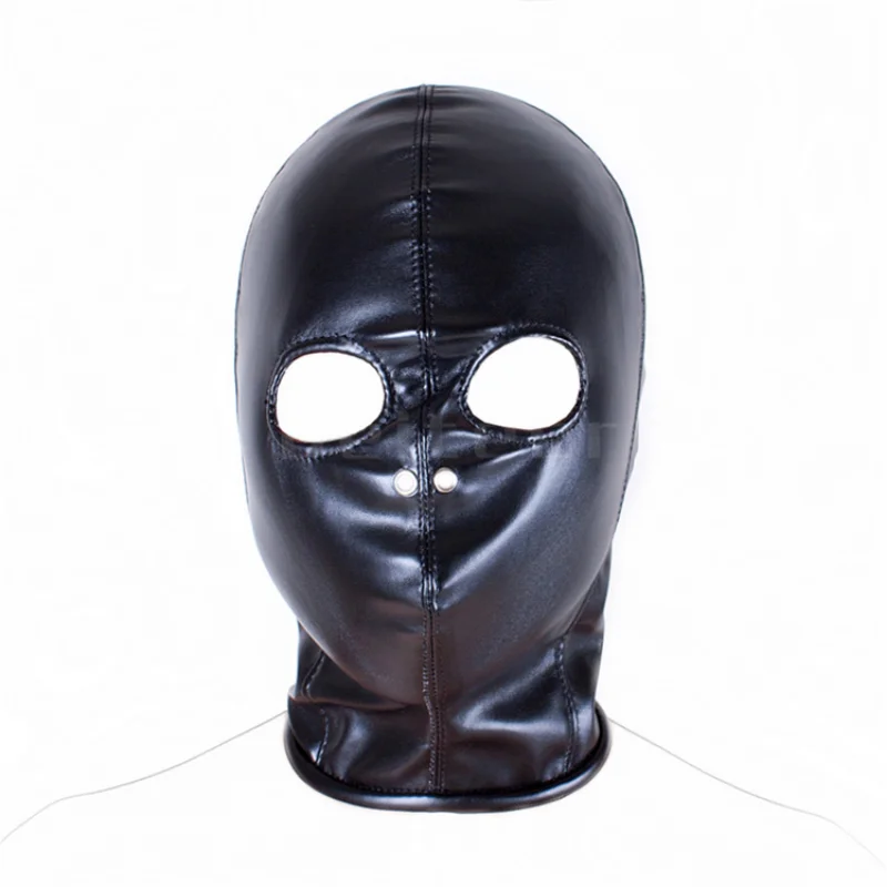 PU Leather Padded Strapped Zipper Head Hood Blindfold Harness Mask BDSM Open Mouth Eye Nose Bondage Headgear Sex Toy Adult Party