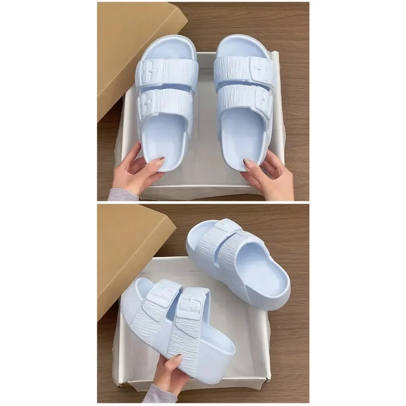 2026 Neue Damen Sommer Plateau-Keilabsatz-Slipper mit dicker EVA-Sohle, verstellbarer Schnalle, offener Zehenpartie, bequeme Outdoor-Freizeit-Slides – Detail 14