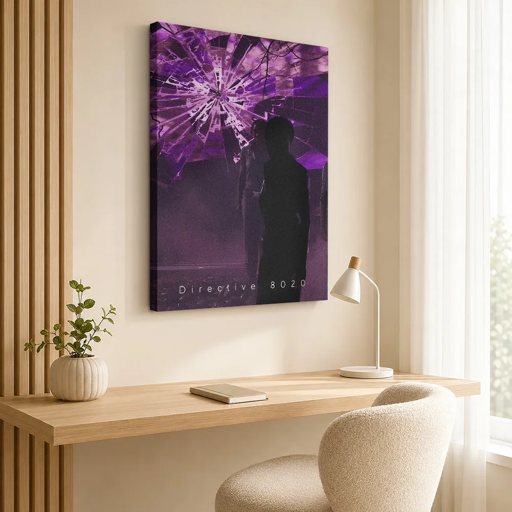 Directive 8020 Shattered Glass Figure Framed Canvas Print Personalized Photo Detailed Illustration Wall Art For Computer Room