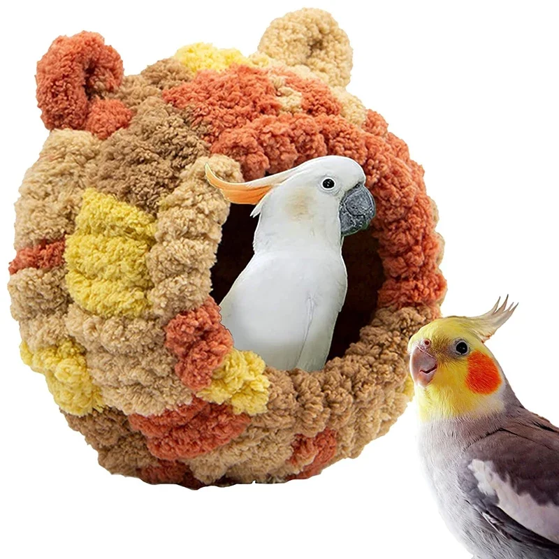 1pc Warm Bird Nest Winter House Hanging Hammock Cage Accessories Plush Hideaway for Parrot Hummingbird Decoration Bird Cages