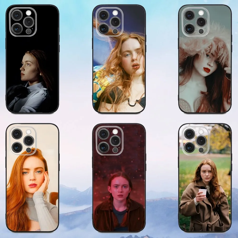 

S-Sadie Sink Phone Case For iPhone 16,15,14,13,12,11,Pro,X,XS,Max,XR,Plus,Mini Soft Black Cover