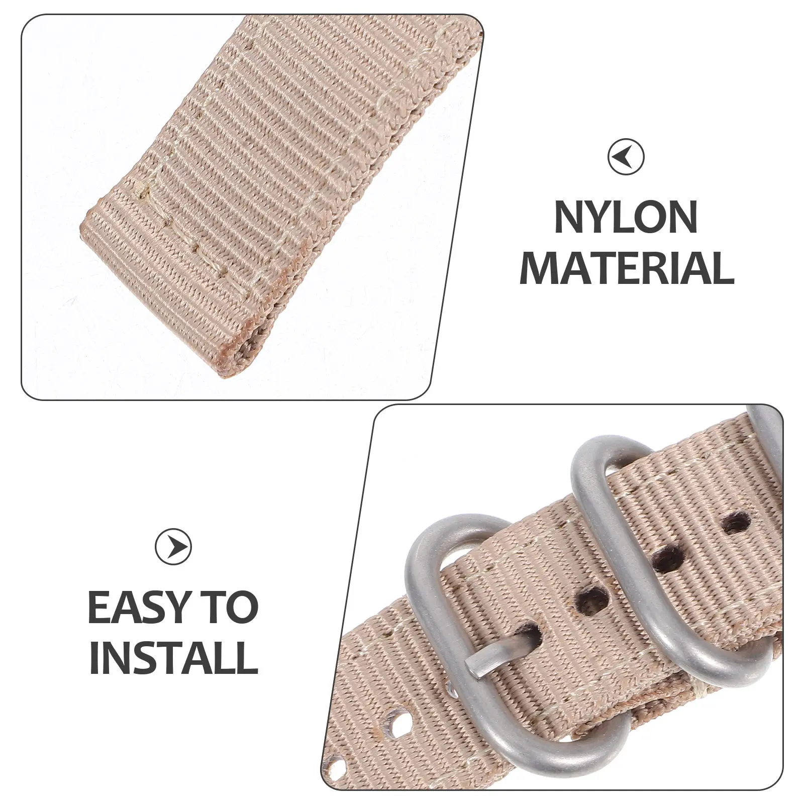 18Mm Nylon Watch Band Premium Quality Braided Texture Sweat Resistant Non Scratch Soft Edges Fitness Watch Strap Khaki