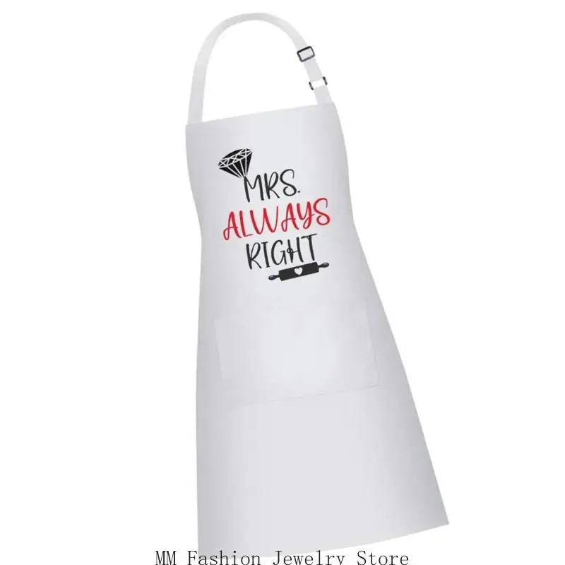 D0UB Para fartuchów dla par z napisem „Pan i Pani” Poliester Pełne pokrycie Strój kuchenny dla par