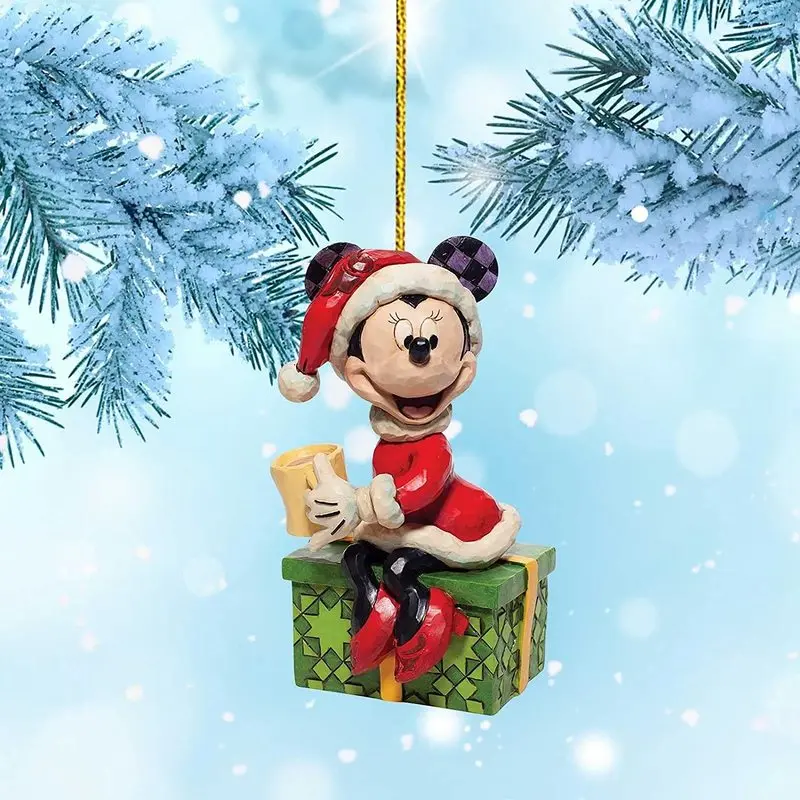 Disney Flat Action Anime Figure Mickey Minnie Mouse Xmas Tree Decoration Hanging Ornament Home Christmas Party Toy Gifts christ