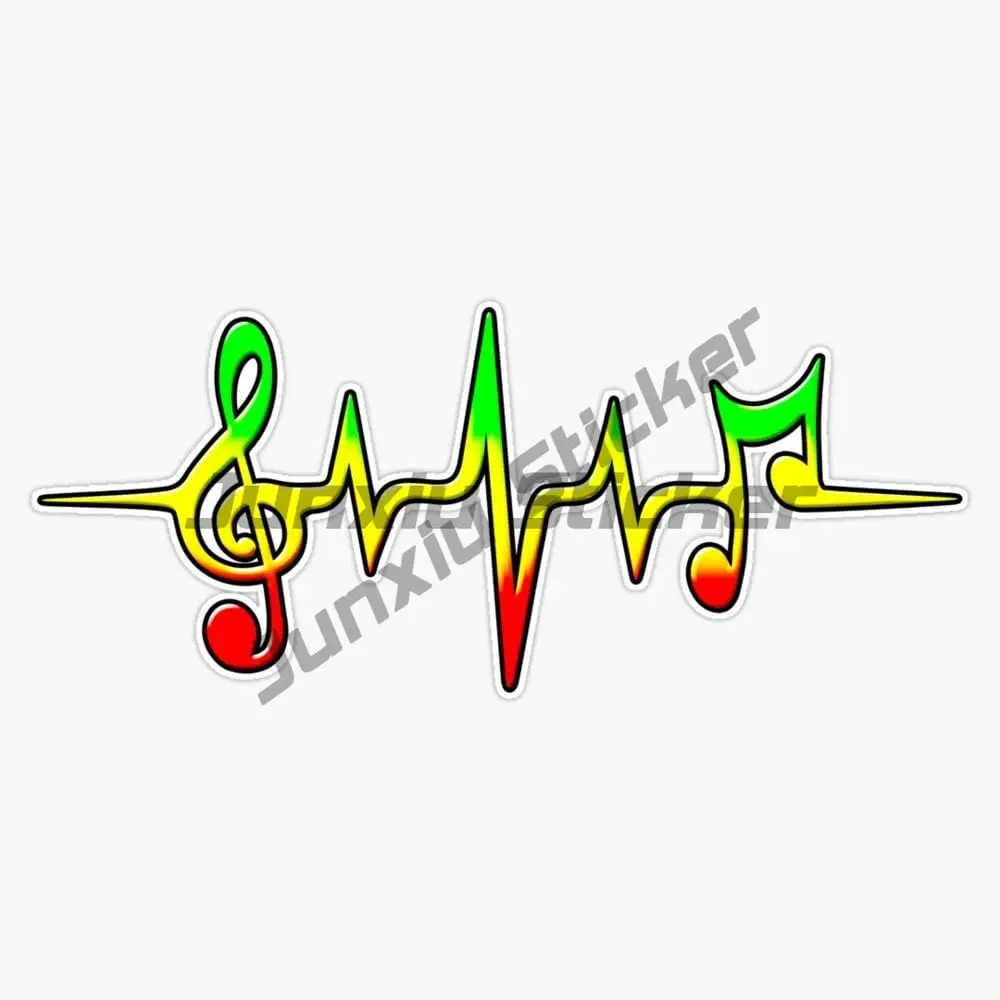 Music Pulse One Love Reggae Decal Sound Wave, Rastafarian Rasta Vinyl Waterproof Stickers Car Laptop Wall Window Bumper Sticker