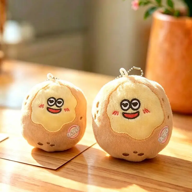 Kawaii Stuffed Potato Plush Keychain Detachable Yellow Heart Cartoon Doll Backpack Pendant for Teens