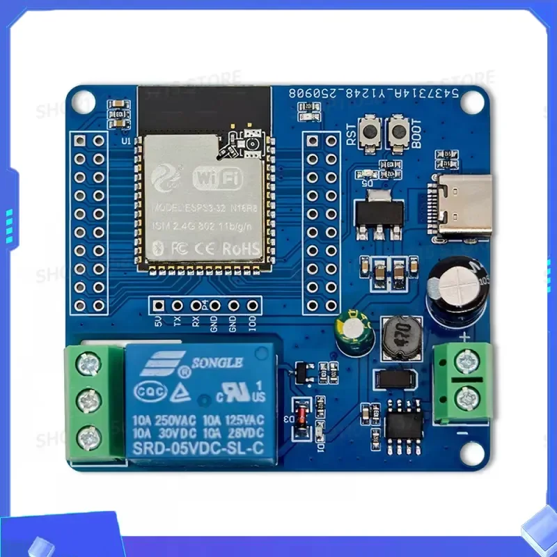 for FORESP32-S3 WiFi BT Single Relay Module DC5-60V Power USB UART Burning 2x20Pin Reserved Arduino for Secondary Development