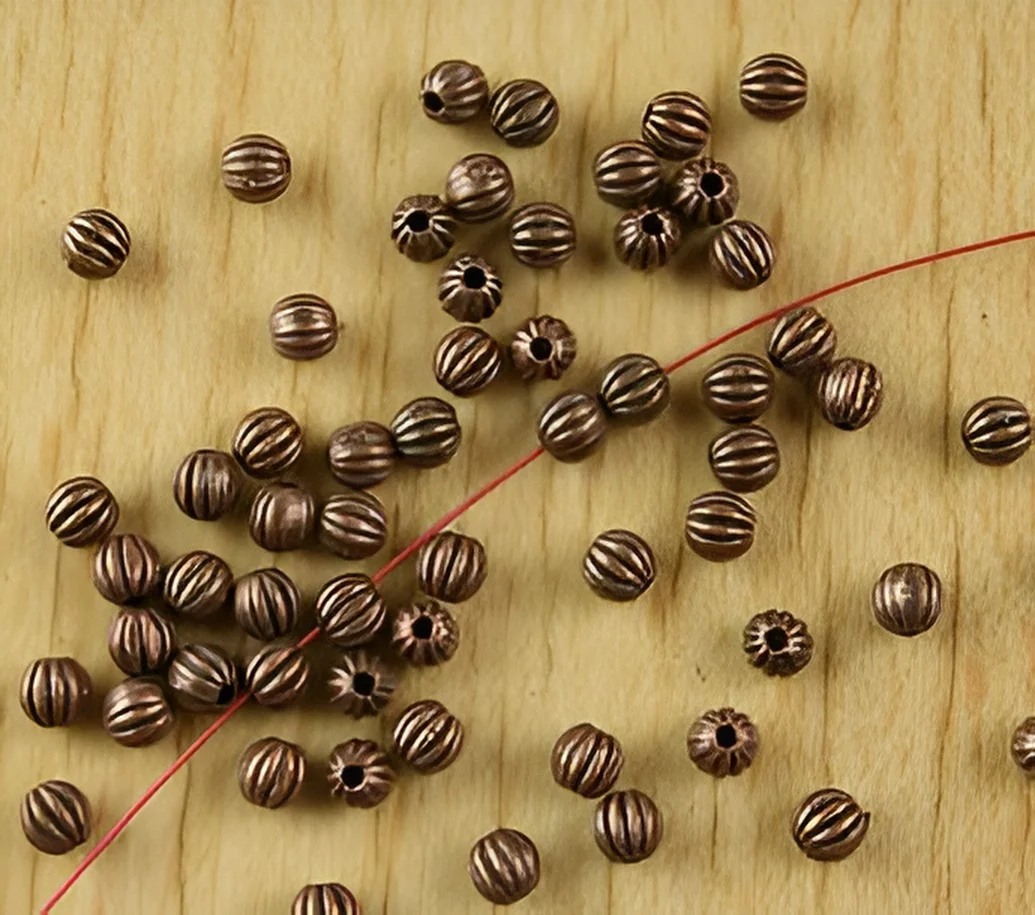 80pcs   3.6mm   Alloy matel  antiqued Copper round  little  spacer beads  for jewelry making    HWH2363