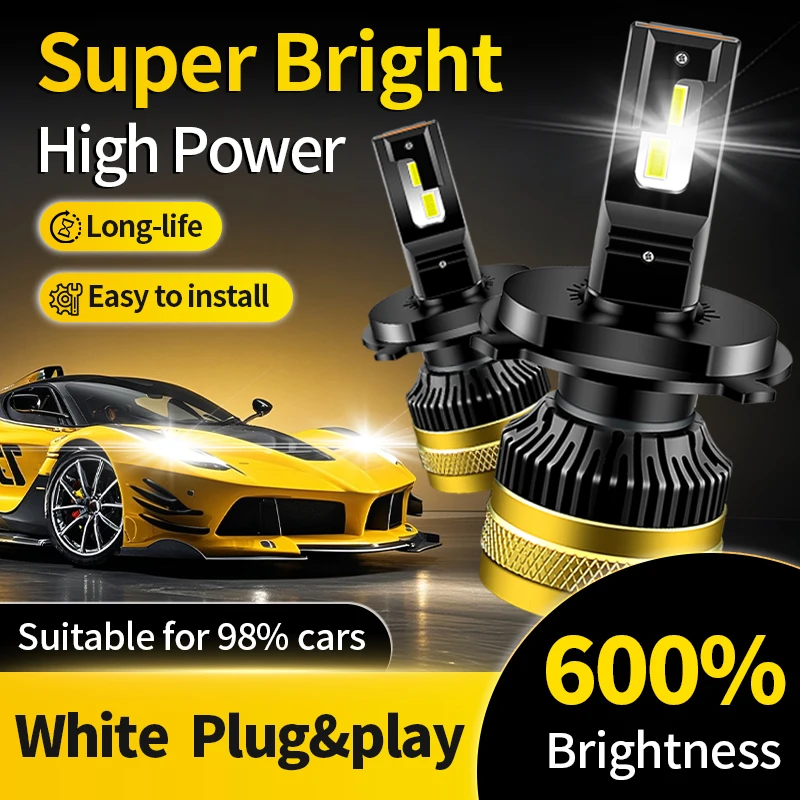 

2 шт. H4 9003 HB2 светодиодные автомобильные фары противотуманная лампа авто лампа Hi/Lo Beam белая лампа 12 шт. CSP светодиодные чипы замена галогенной лампы