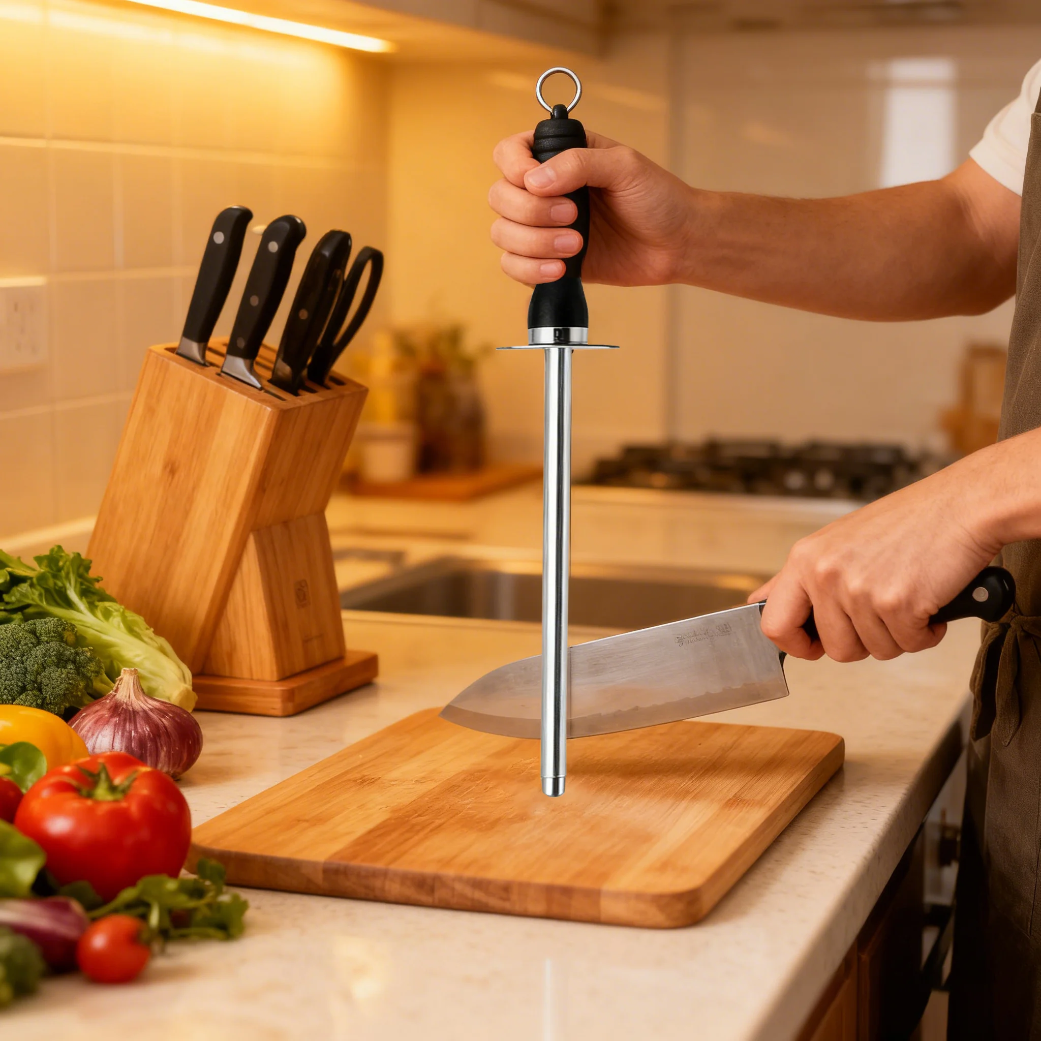 26cm Professional Carbon Steel Knife Sharpener Rod Durable Knife Grinder With ABS Handle Sharpening Blade Rod Knife Kitchen Tool
