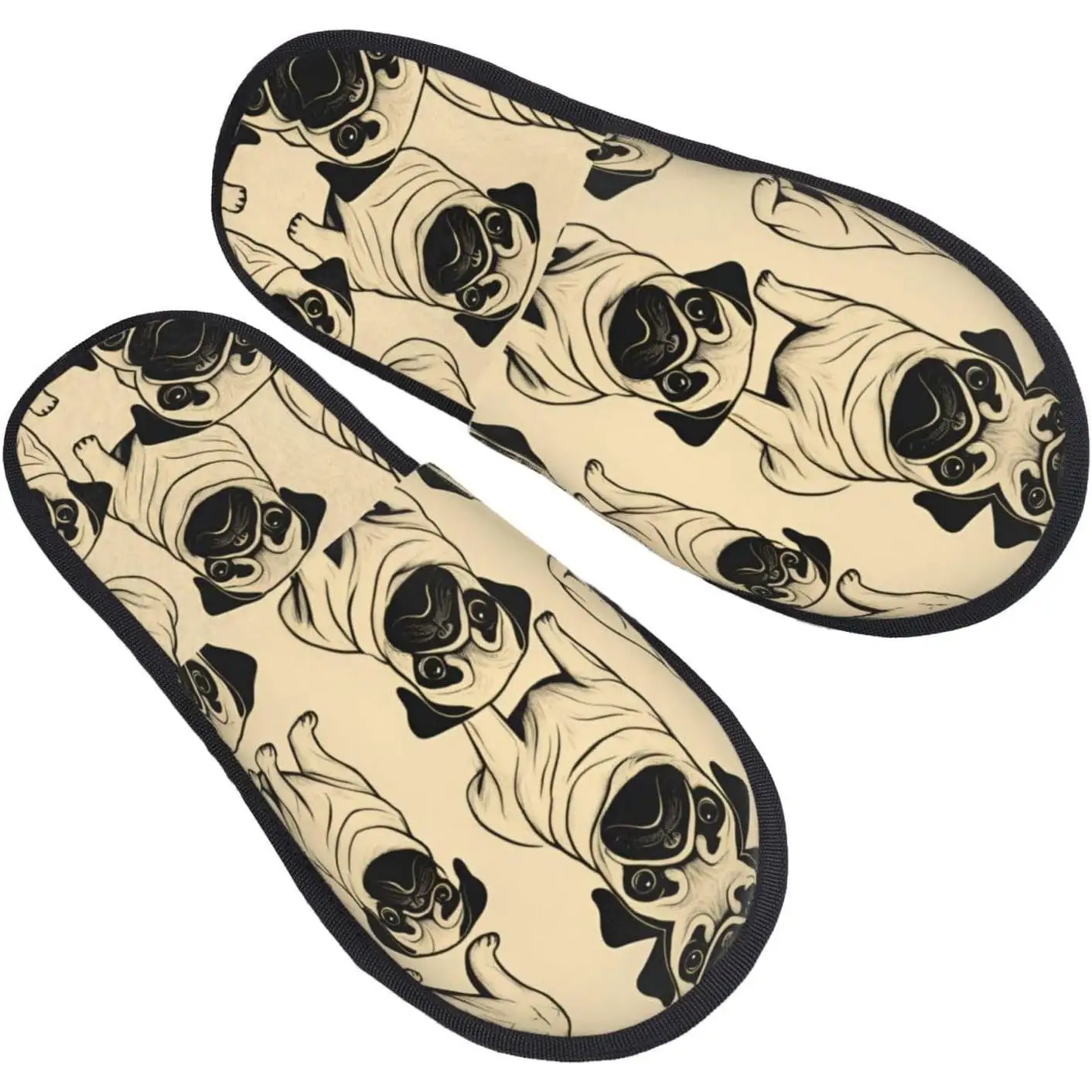 

Осенне-зимние нечеткие тапочки с милым принтом собаки-мопса, удобная домашняя обувь, портативная обувь для путешествий в отеле, подарки для женщин и мужчин