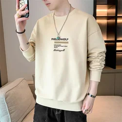 New Autumn and Spring Long sleeved T-shirt for Men's Sweater Underlay Shirt for Men's Round Neck Pullover Sweater for Men