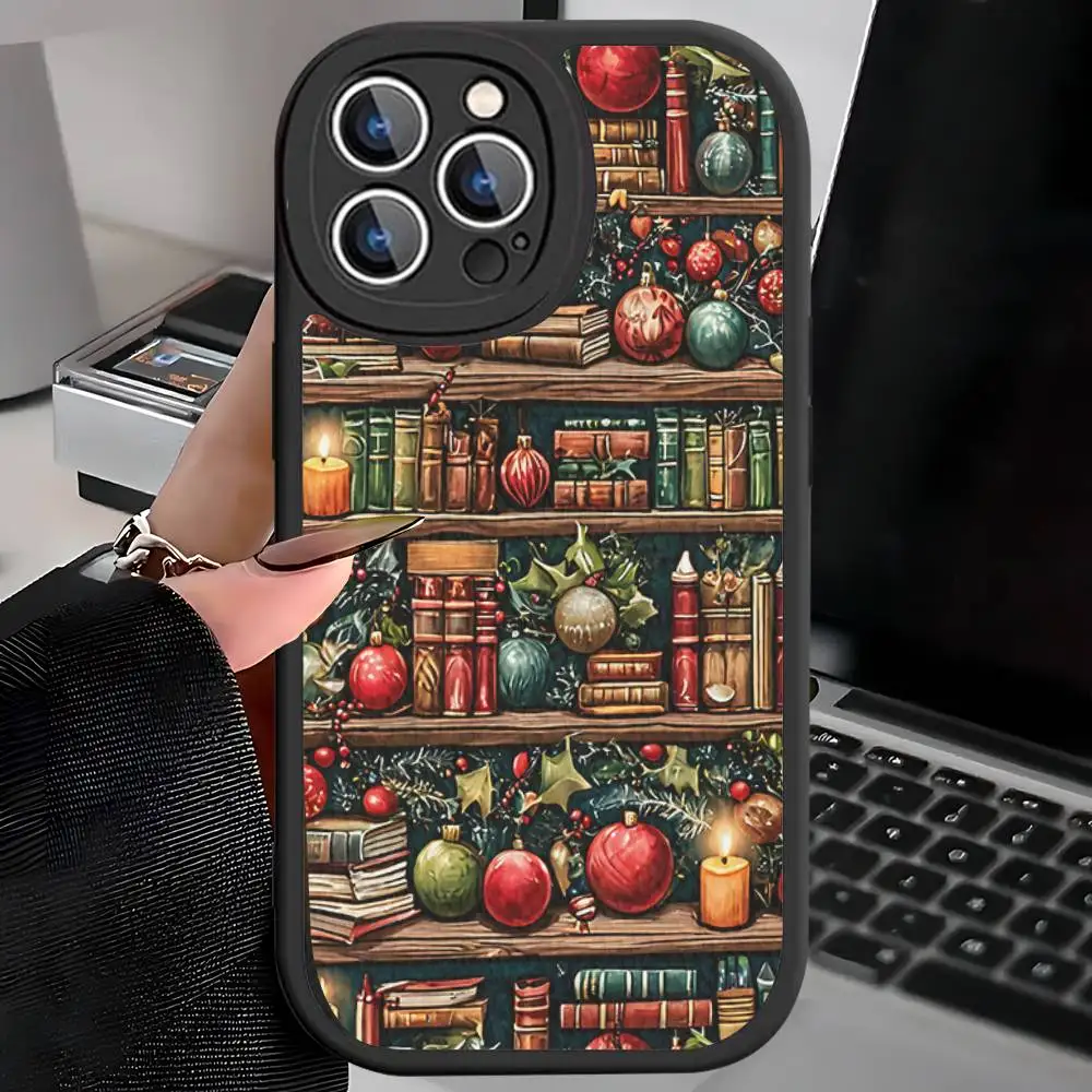Book Shelf Creative Pattern Phone Case For IPhone 16 15 14 13 12 11 Pro Max Plus Shockproof Leather Cover