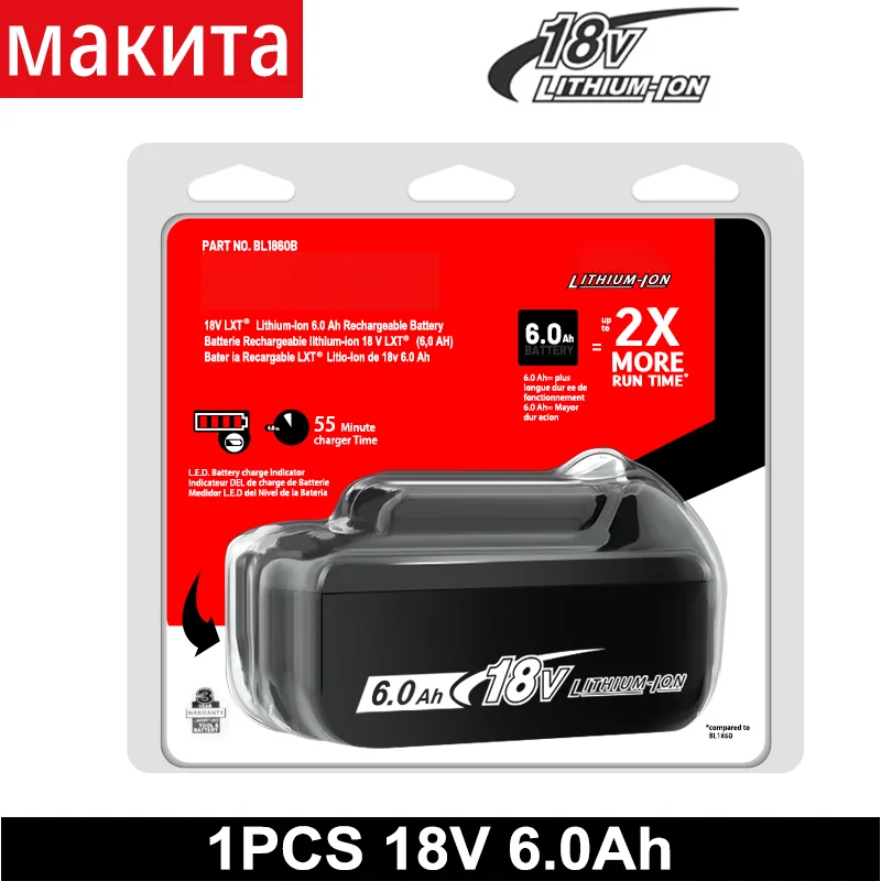 Original 6Ah für Makita BL1860 18V Akku-Elektrowerkzeuge Li-Ion Ersatzakku LXT BL1850 BL1840 für 18V Schraubendreher mit BMS TPCELL