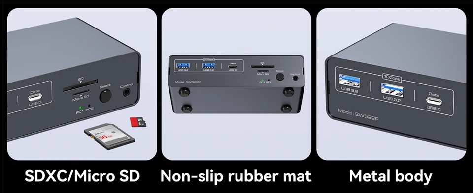 KVM Switch 2 Monitors 2 PC USB-C Docking Station with HDMI 4K@60Hz & DP 4K@120Hz