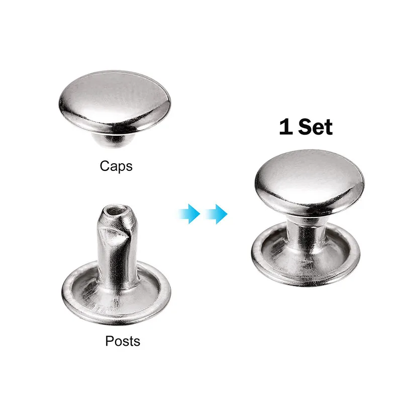 Metal Double Cap Round Rivets Studs Collision Nail Spike Rock Leather Craft Shoe Bag Belt Garment Bracelet DIY 6/7/8/9/10/12mm