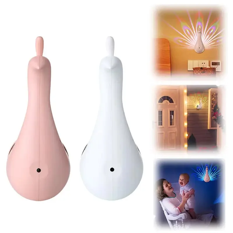 Pfauen-Projektorlampe, Fernbedienung, Nachtlicht, Nachttisch, buntes Atmosphärenlicht, kreativ, Wandmontage, 9-Modus, Weihnachtsgeschenk
