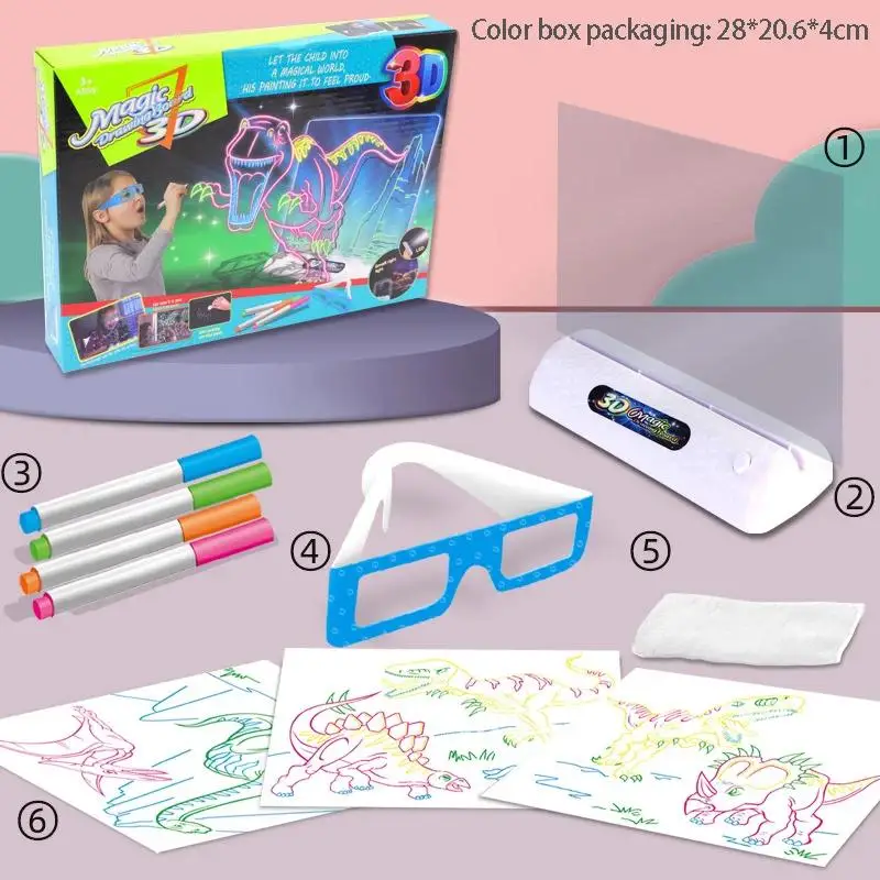 Tavolo da disegno magico 3D LED VR Montessori Giocattoli educativi Bambini che scrivono LCD fai da te Colorazione Pittura Lavagna Graffiti Tablet