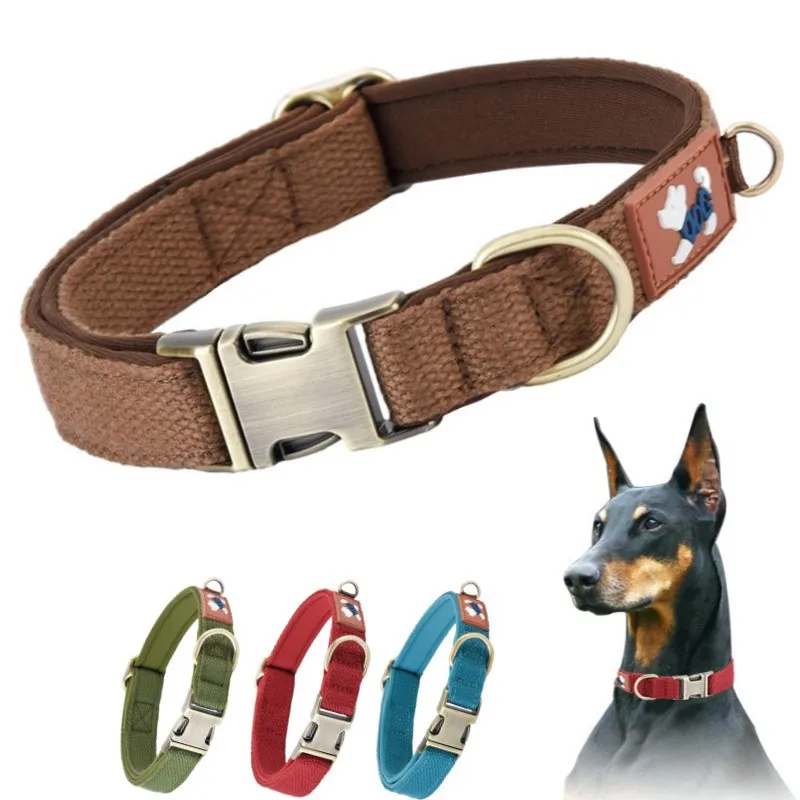 

Personalized anti-stray dog collar, solid color polyester modern walking ring collar with name