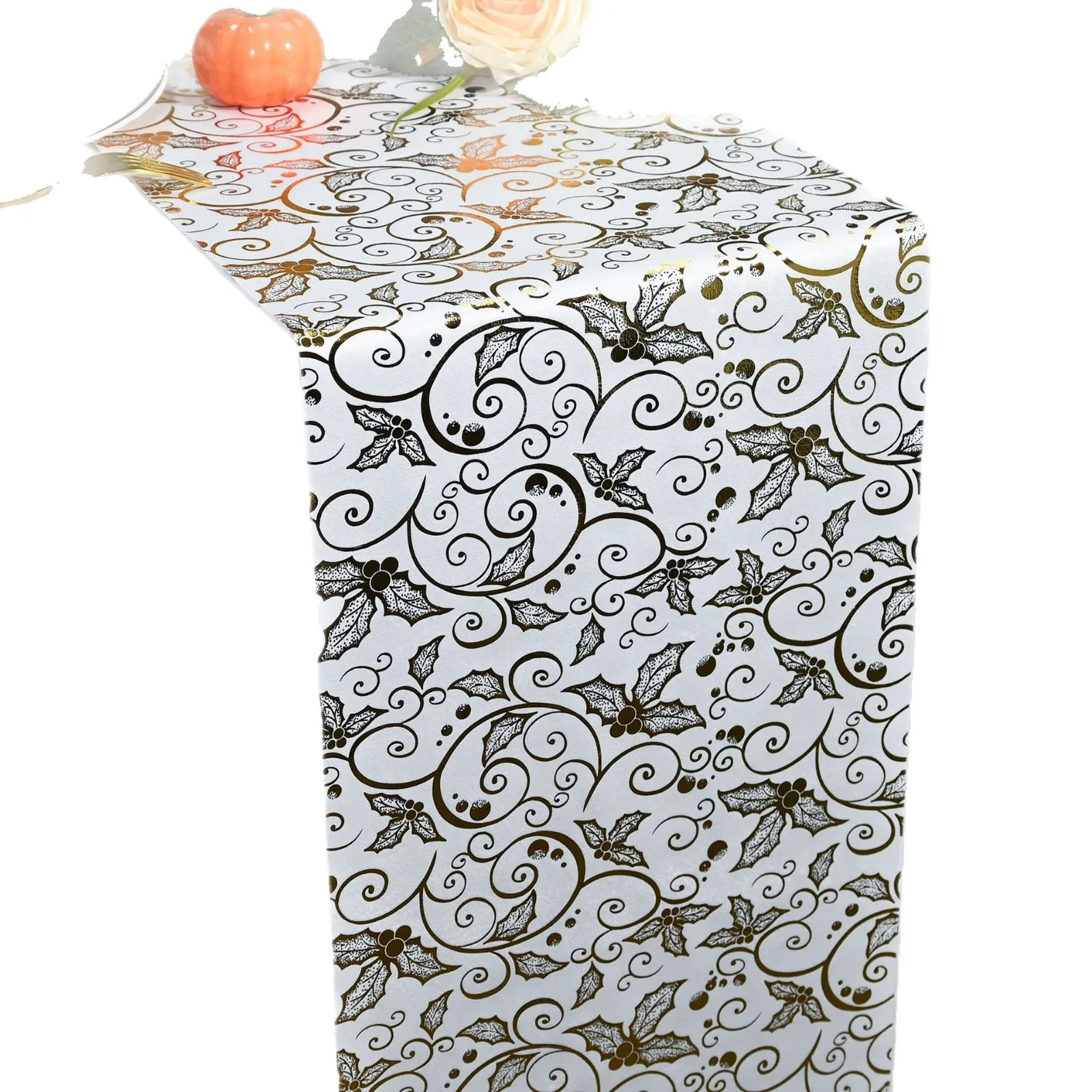 

CX holly leaf bronzing table flag European light luxury spiral pattern dining table holiday decoration
