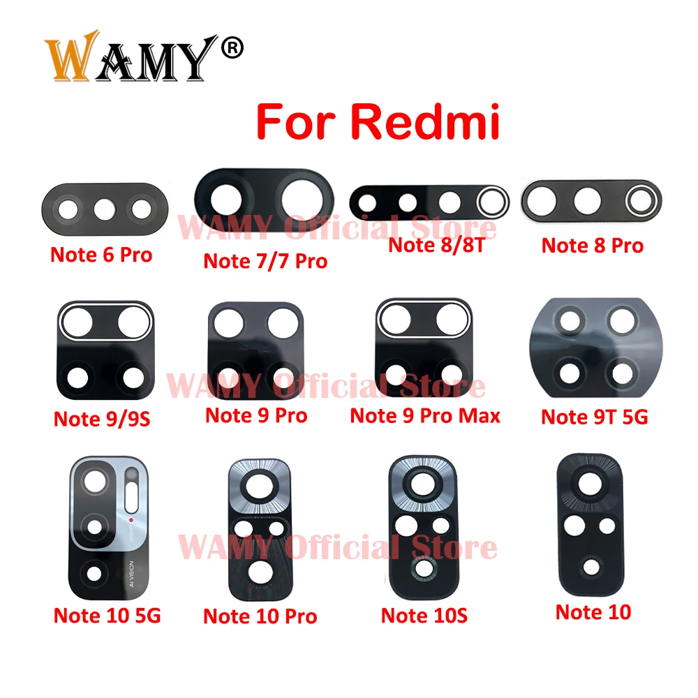 WAMY Rear Camera Glass Lens Back Camera Lens For Xiaomi Redmi Note 9 Pro Max 9S 8 7 11 10 Pro Plus 9T 5G 10T 10S With Glue