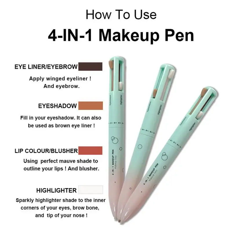 

Multifunctional Waterproof Highlighter Eyeshadow Pencil Makeup 4 In 1 Lip Liner Eyebrow Eyeliner Pen Easy Color makeup Cosmetic