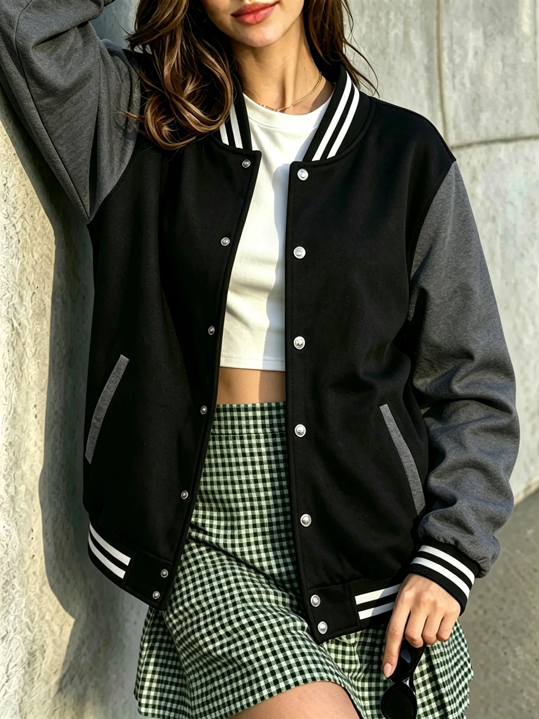 Autumn Street jackets Womens Fashion Oversized Clothes Casual Hip Hop veste Commute All-Match Tops Pocket Baseball uniform