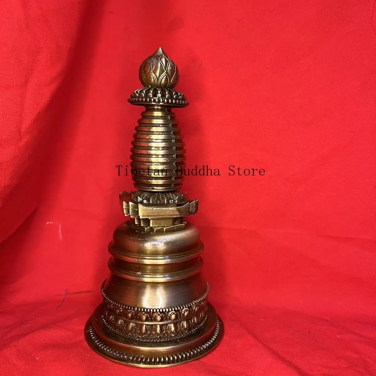 

Tibetan Tantra Tibetan gilt offering stupa 7 inch stupa when the pagoda ornament is about 20 cm