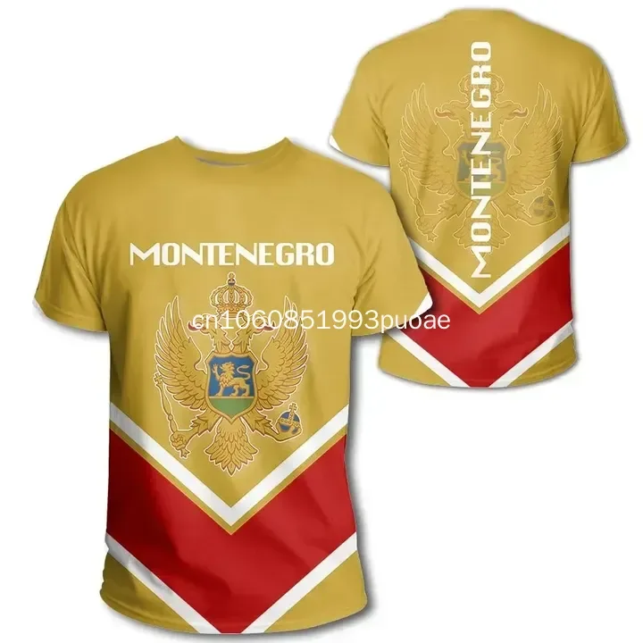 2024 New Montenegro Flag 3D Printed High Quality T Shirt Summer Casual Short Sleeve Round Neck Men Tops