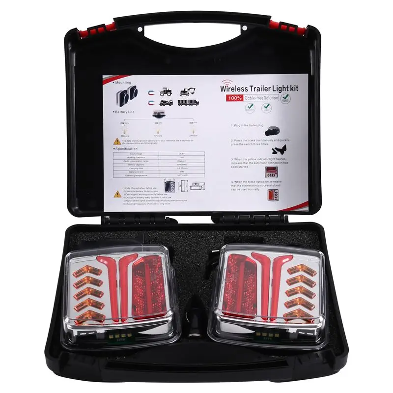 

1 Set Wireless LED Tail Light 12V 24V Magnetic Rear Brake Signal Light Warning Lamp For Trailers RV Lorry Caravan Trucks Car