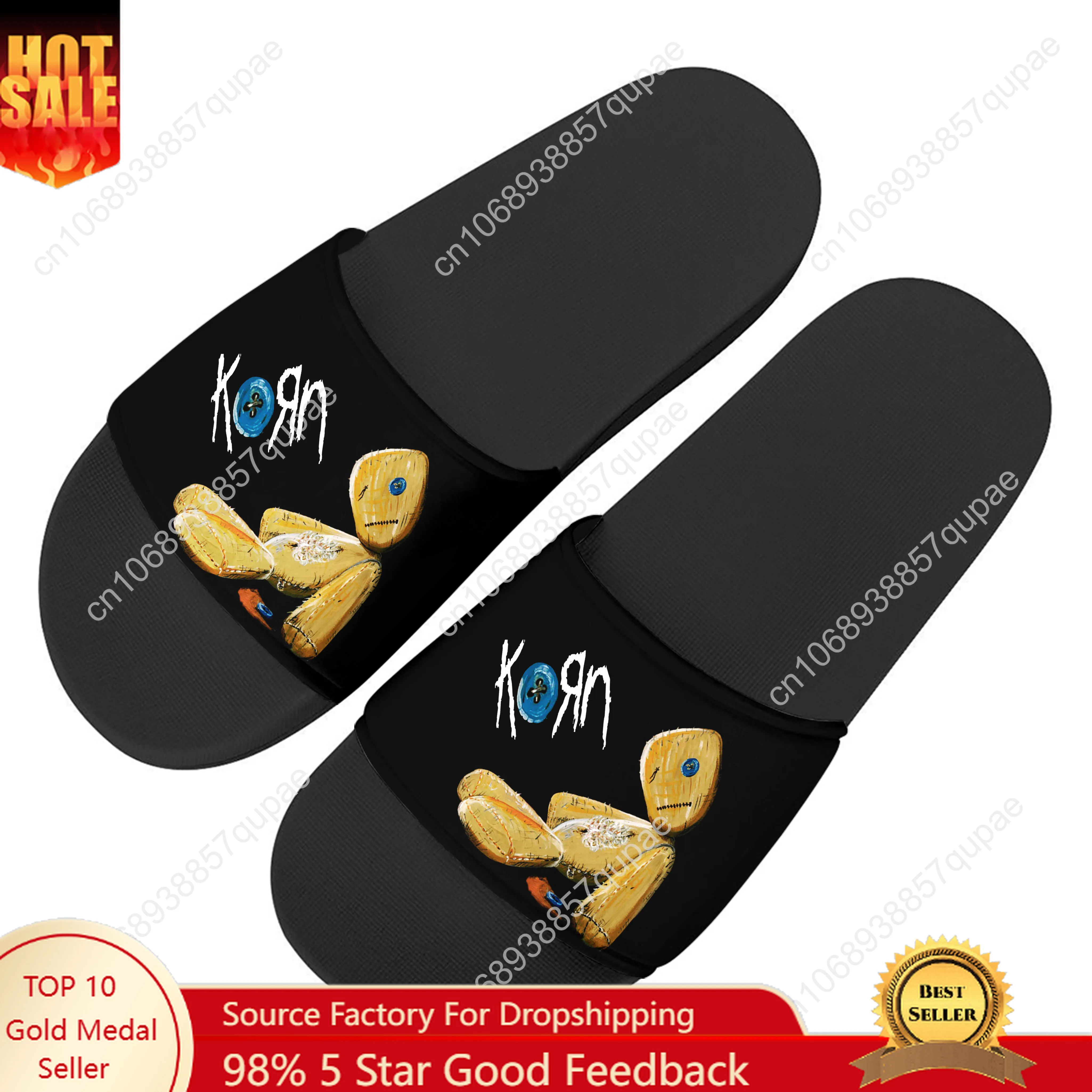 

Korn Rock Band Slippers Home Outdoor Casual Water Shoe Men Women Teenager Beach Pool Sandals Summer Slipper