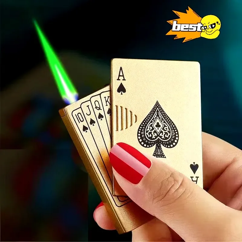 Creative Playing Cards for Girls Fashion Lightemitting Lighter Butane Gadget Personalized Lighter Gift Smoking Accessories 2024