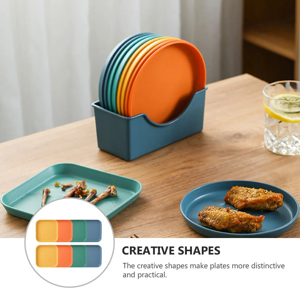 

8pcs Plastic Snack Plate Square Small Dish Food Serving Tray For Cake Dessert Fruit Party Multipurpose Storage Household