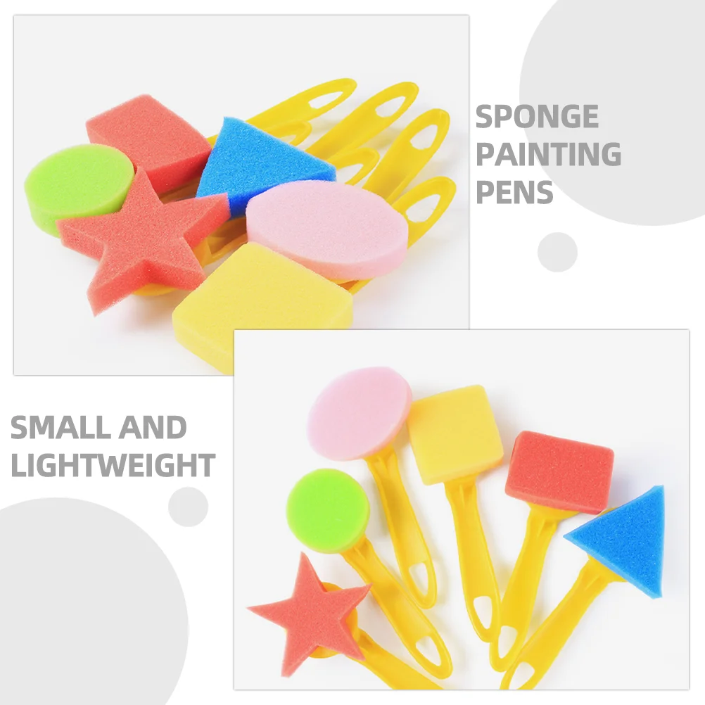 6 Pcs Sponge Brush Spray Paint Handle Sponges for Painting Handles Plastic Child