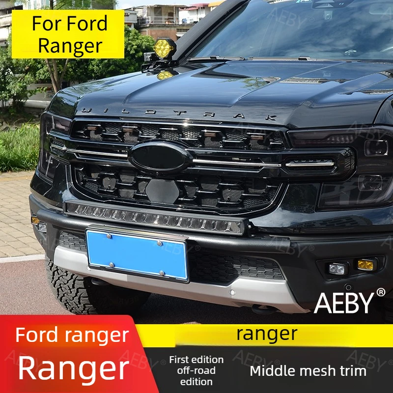 

Для Ford Ranger 2022-2026: Декоративная решетка радиатора из нержавеющей стали с хромированными элементами, сетчатая накладка на решетку, защита от царапин, аксессуары.