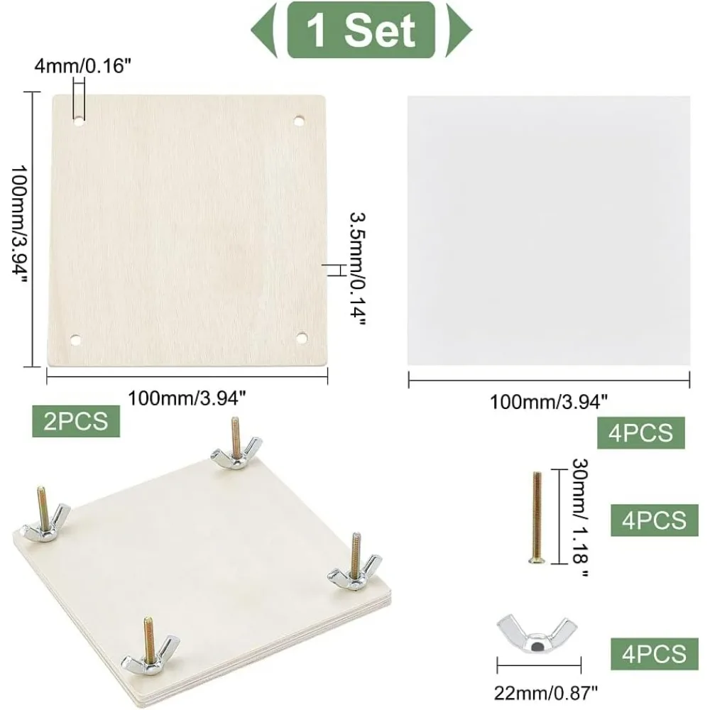 Wood Flower Press Kit 4x4 inch Plant & Leaf Preservation Set for Making Specimen Dry Fower Press Kit DIY Craft Educational
