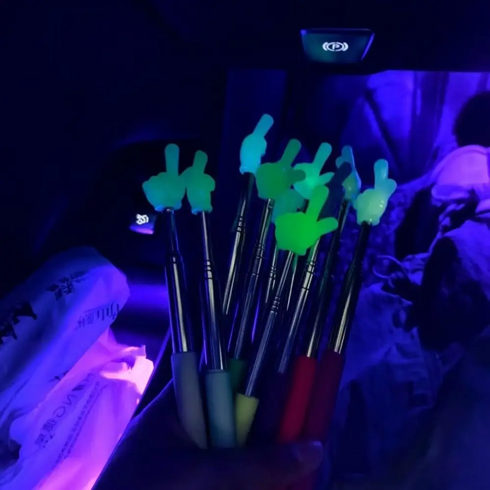 Stainless Steel Teaching Pointer Telescopic Rod Luminous Teaching Stick Finger Design Whiteboard Hand Pointer Students