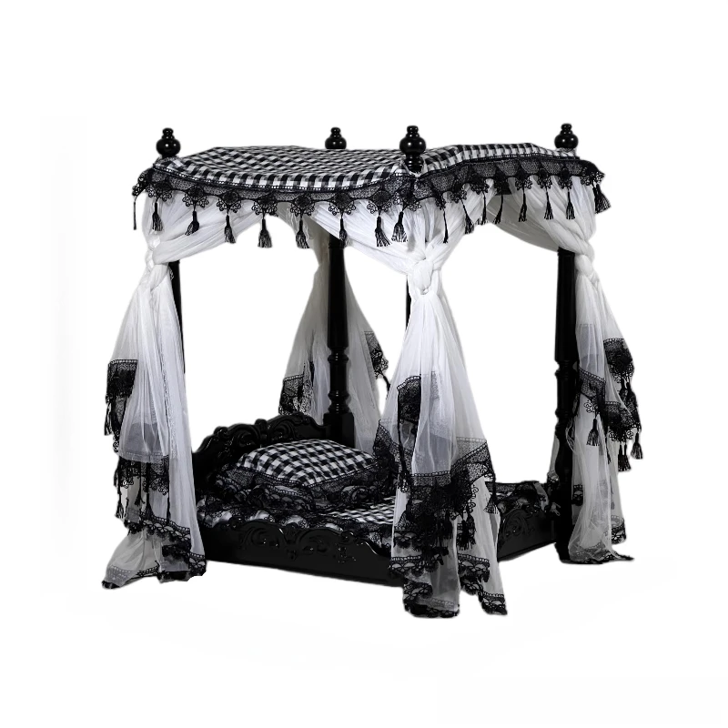 

Court retro shelf bed, solid wood French American bed, small dog cat luxury bed, bed mantle mosquito net