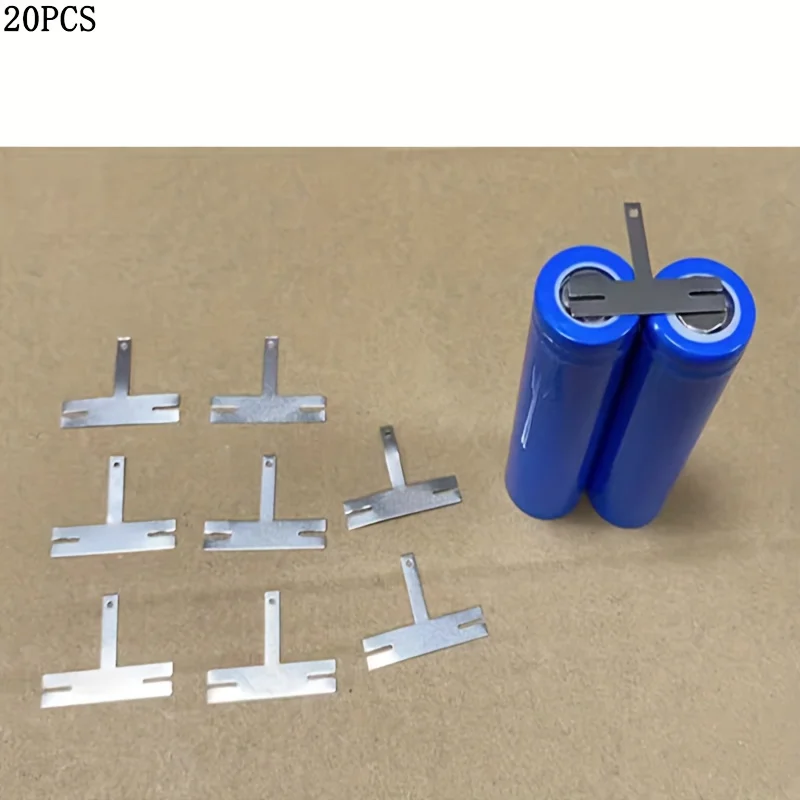 20 قطعة من شرائط الفولاذ المطلية بالنيكل على شكل حرف T لبطاريات 18650 - طبقة مزدوجة، متوافقة مع اللحام الفوري