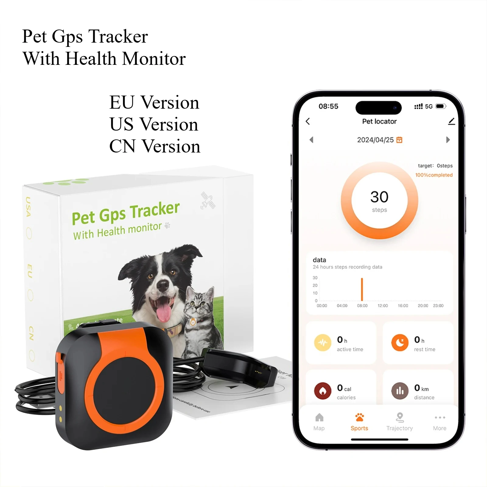 GPS Pet Locator New 4G Pet Locator Health Monitoring Tracking Cat and Dog Collar Anti-lost Electronic Fence Tracker for Hound